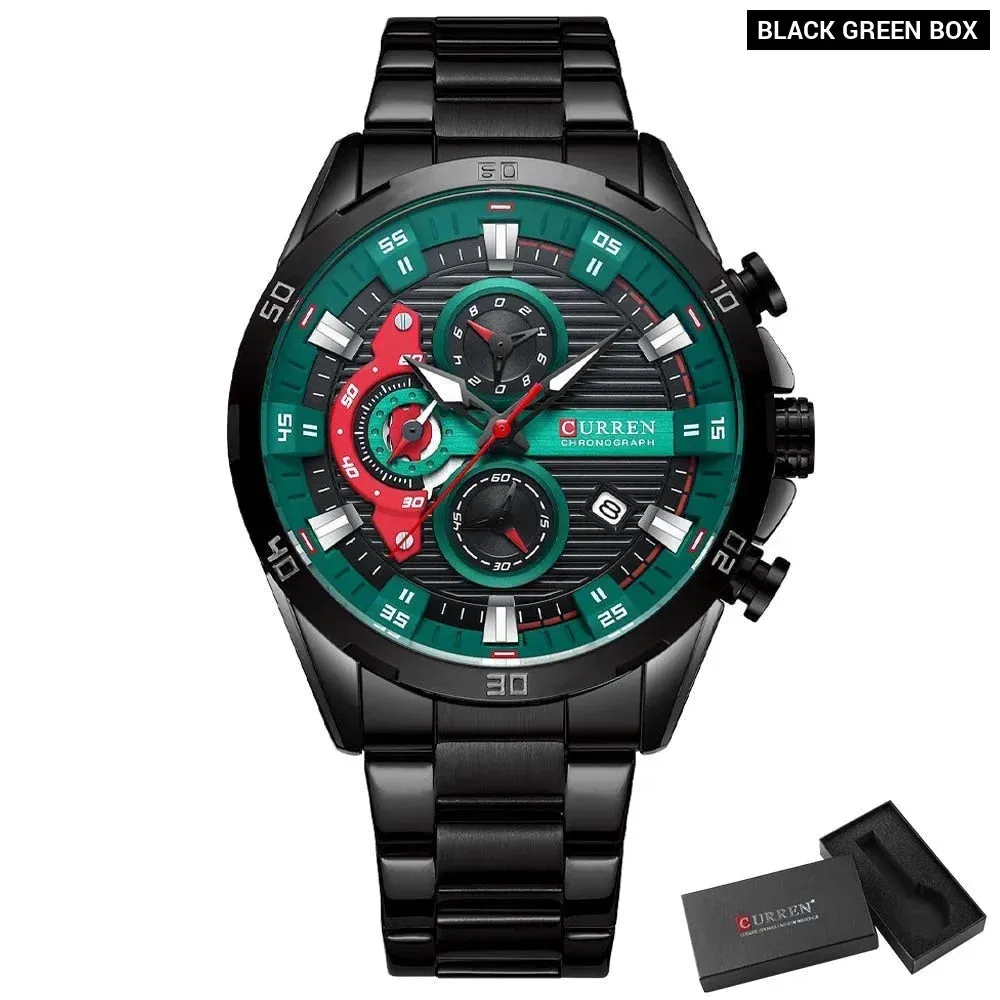 Casual Stainless Steel Luminous Dial with Chronograph Wristwatches for Mens