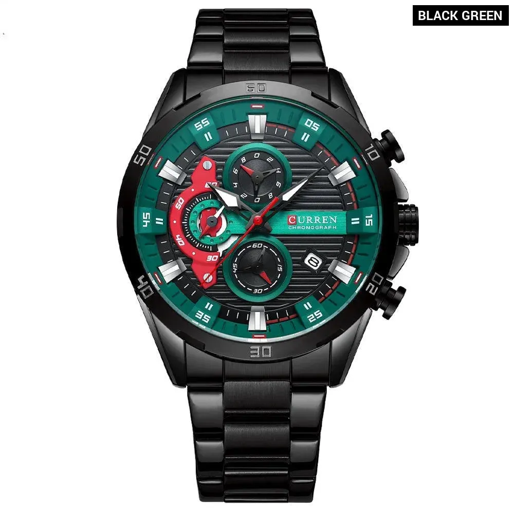 Casual Stainless Steel Luminous Dial with Chronograph Wristwatches for Mens