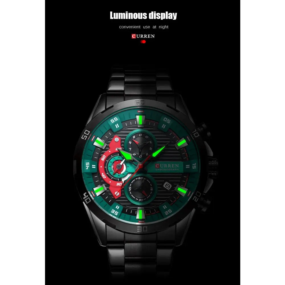 Casual Stainless Steel Luminous Dial with Chronograph Wristwatches for Mens