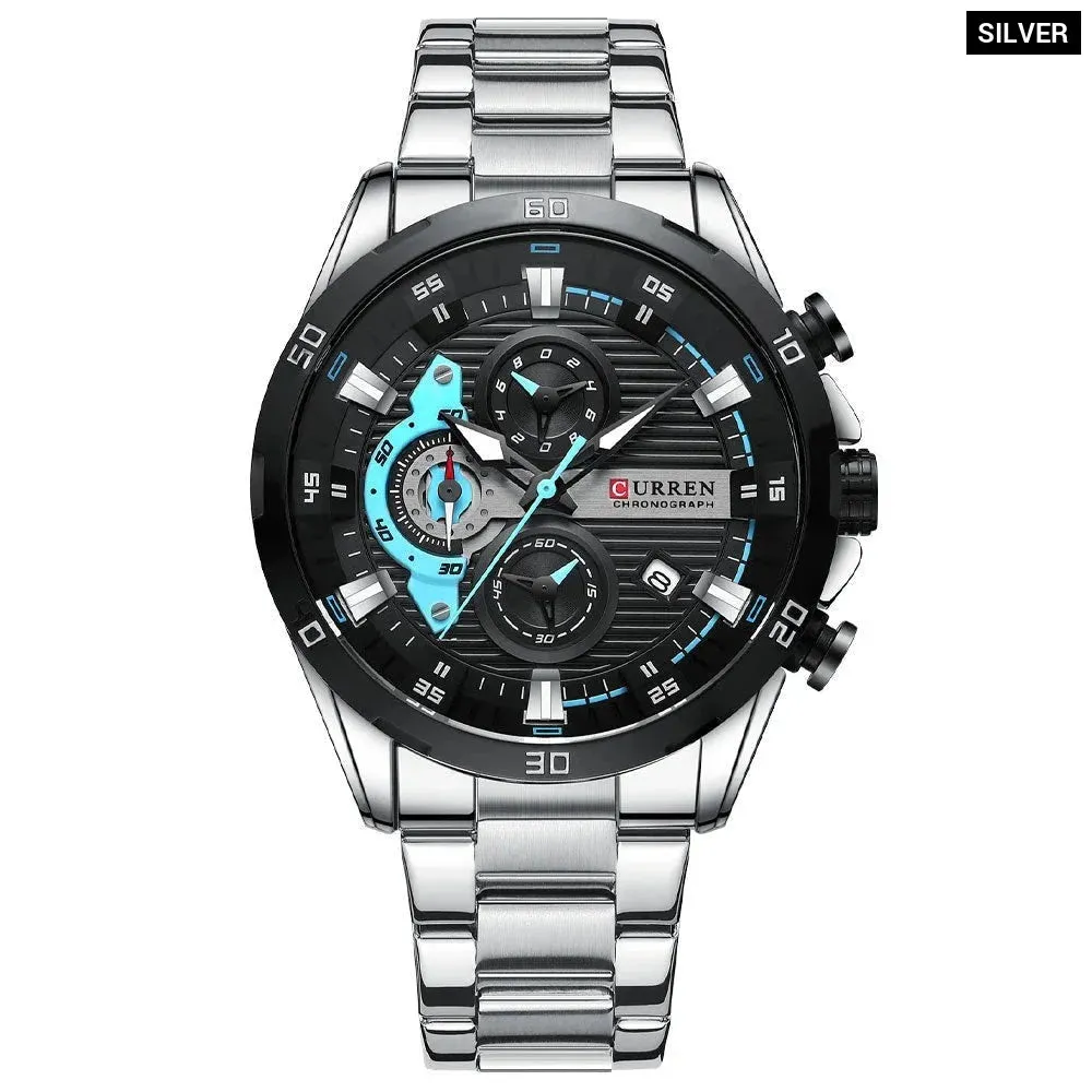 Casual Stainless Steel Luminous Dial with Chronograph Wristwatches for Mens
