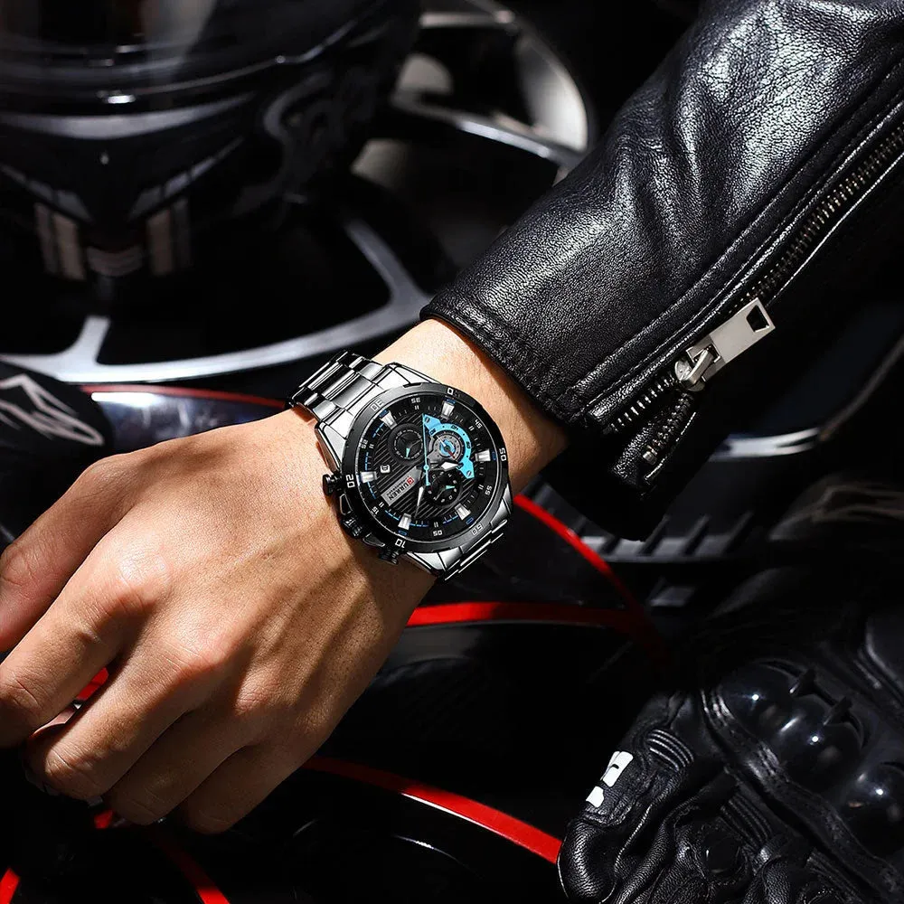 Casual Stainless Steel Luminous Dial with Chronograph Wristwatches for Mens