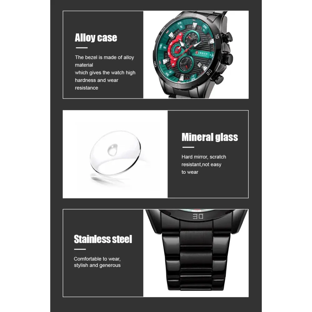 Casual Stainless Steel Luminous Dial with Chronograph Wristwatches for Mens
