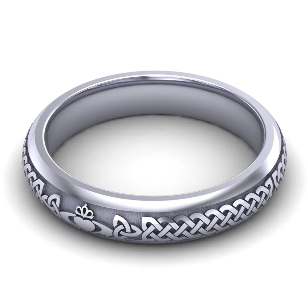 Claddagh Wedding Ring UCL1-14W4M - 14K White Gold