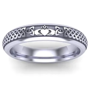 Claddagh Wedding Ring UCL1-14W4M - 14K White Gold