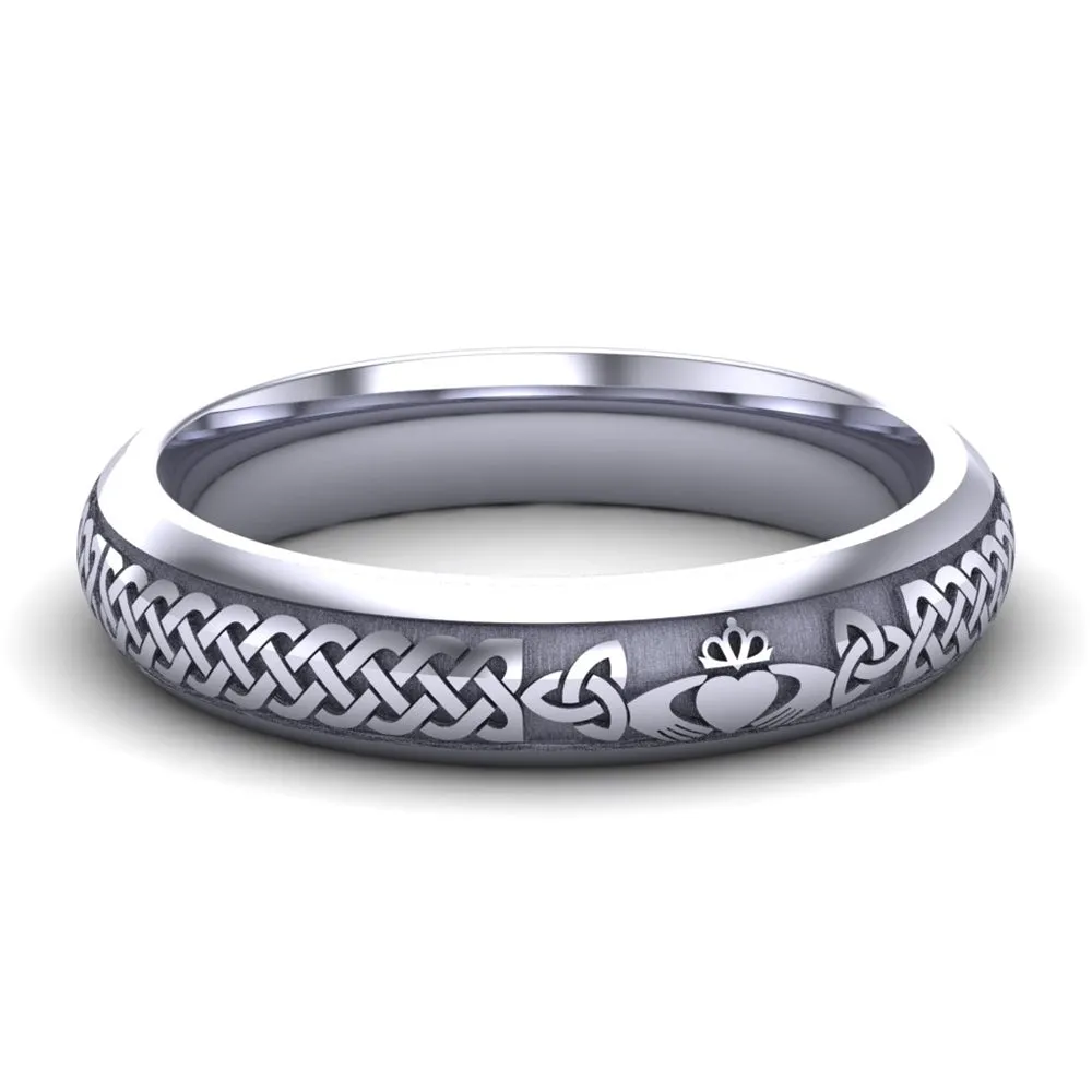 Claddagh Wedding Ring UCL1-14W4M - 14K White Gold