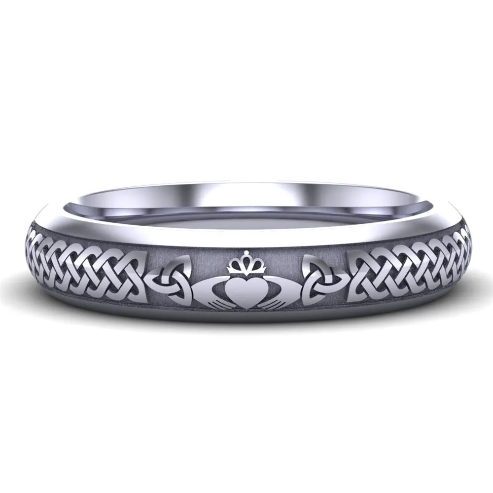 Claddagh Wedding Ring UCL1-14W4M - 14K White Gold