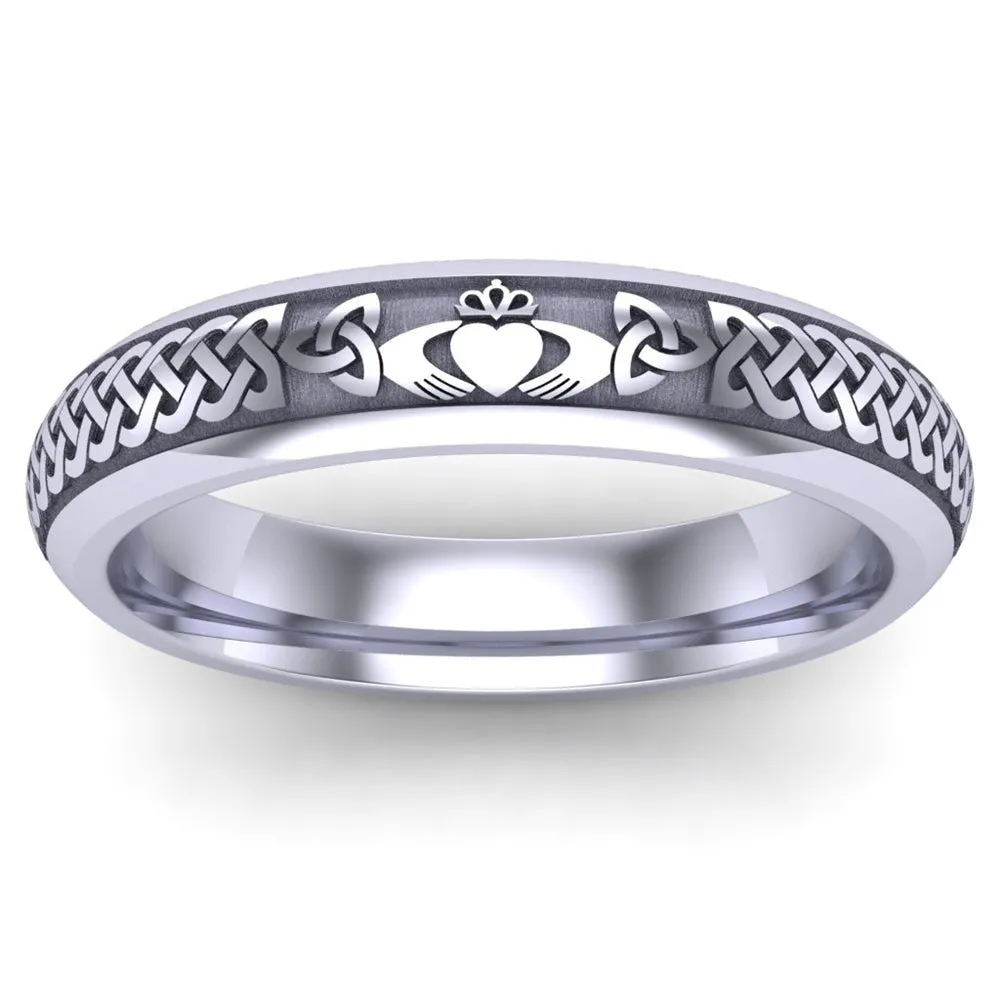 Claddagh Wedding Ring UCL1-14W4M - 14K White Gold
