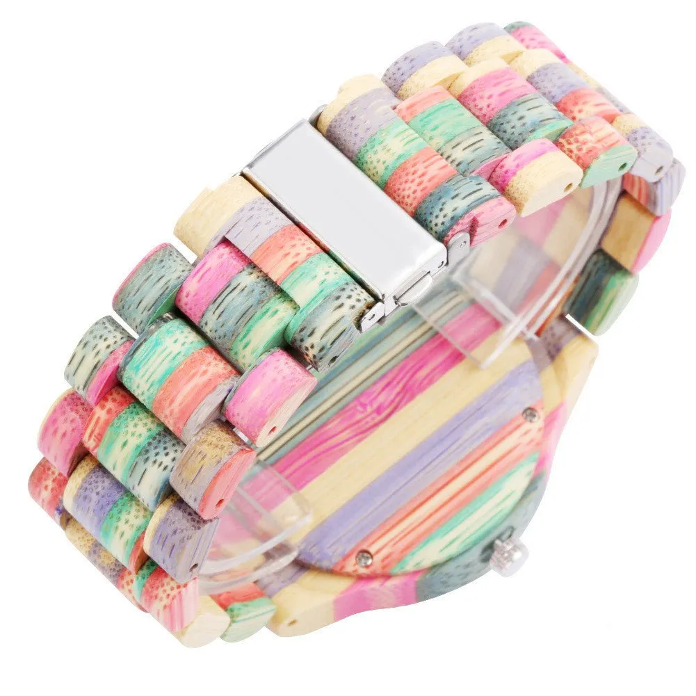Colorful Unisex Bamboo Wood Watch