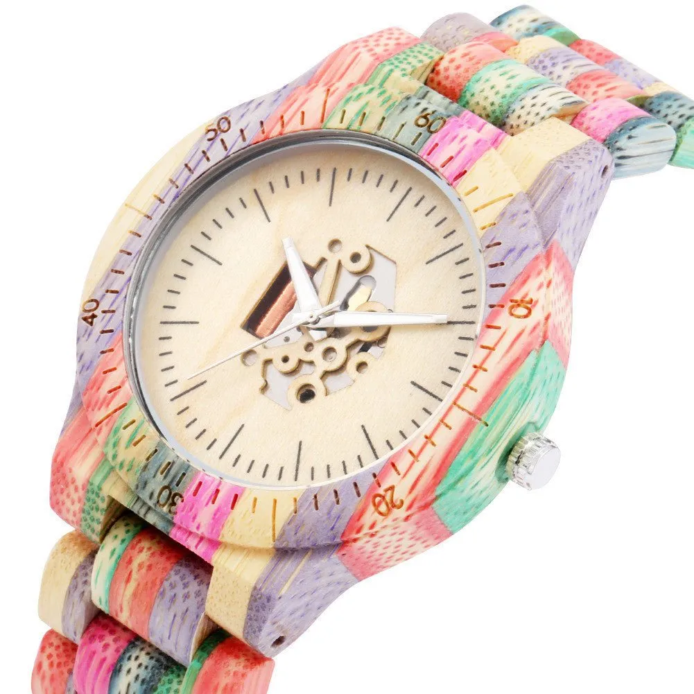 Colorful Unisex Bamboo Wood Watch