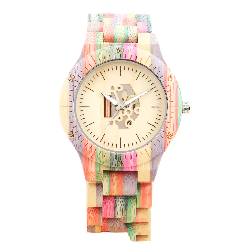 Colorful Unisex Bamboo Wood Watch