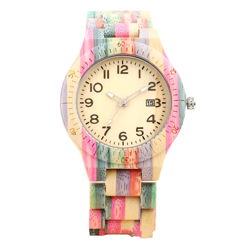 Colorful Unisex Bamboo Wood Watch