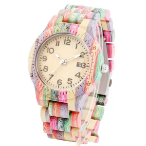 Colorful Unisex Bamboo Wood Watch
