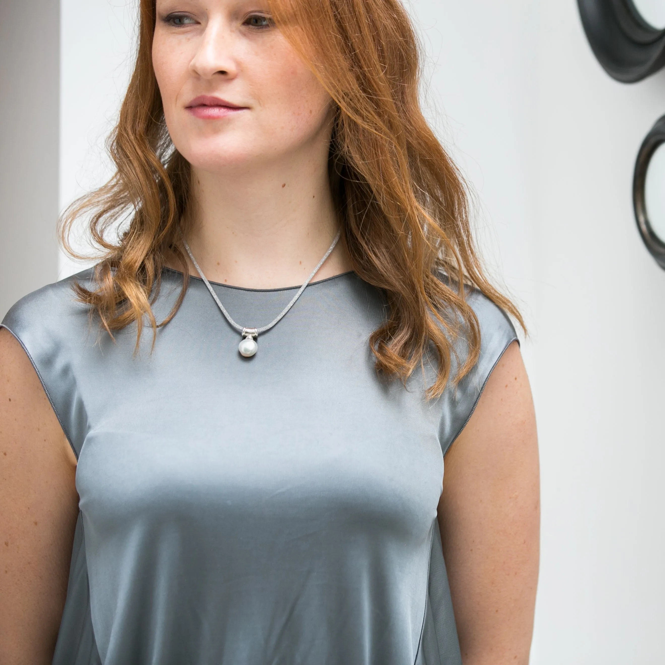 Credo silver mesh collar necklace