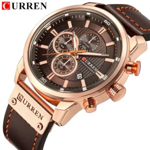 CURREN quartz Movement Leather Strap Big Dial  Sport Watch