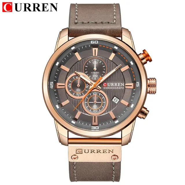 CURREN quartz Movement Leather Strap Big Dial  Sport Watch