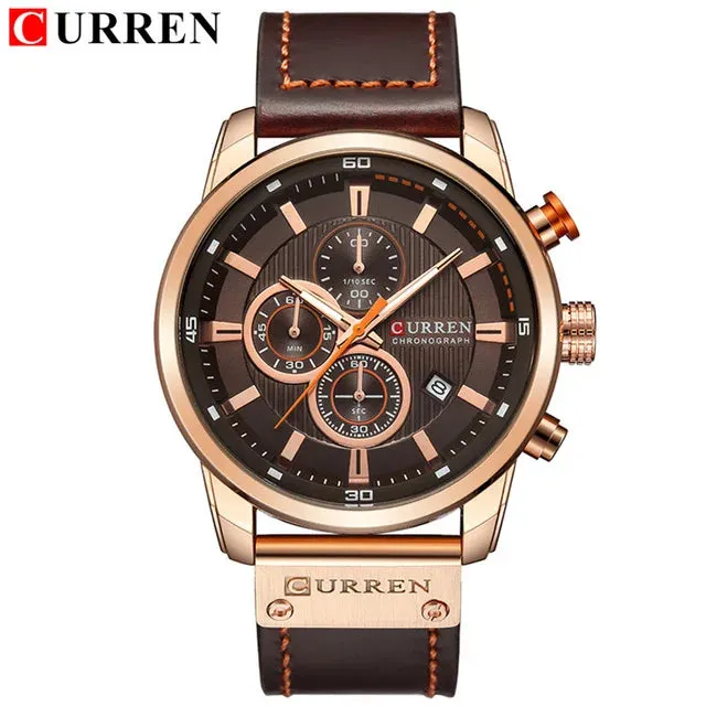 CURREN quartz Movement Leather Strap Big Dial  Sport Watch