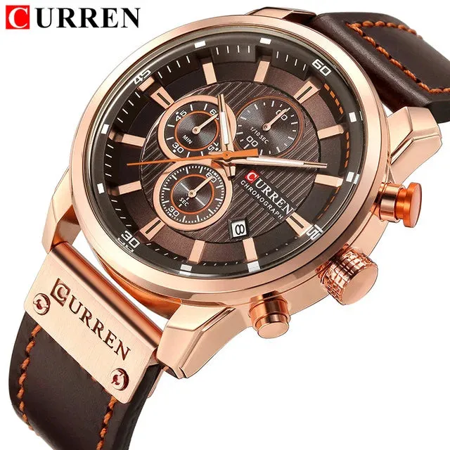CURREN quartz Movement Leather Strap Big Dial  Sport Watch