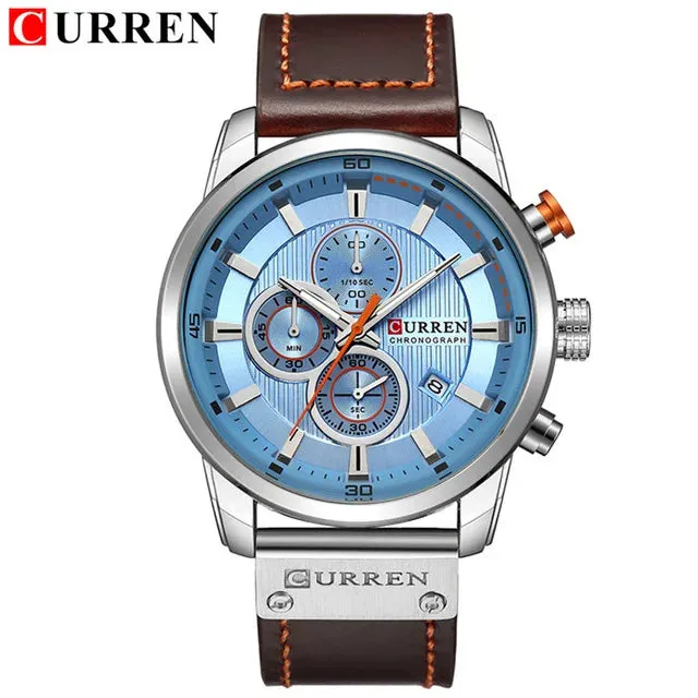 CURREN quartz Movement Leather Strap Big Dial  Sport Watch