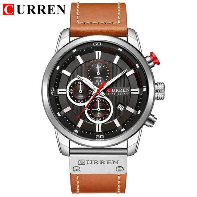 CURREN quartz Movement Leather Strap Big Dial  Sport Watch