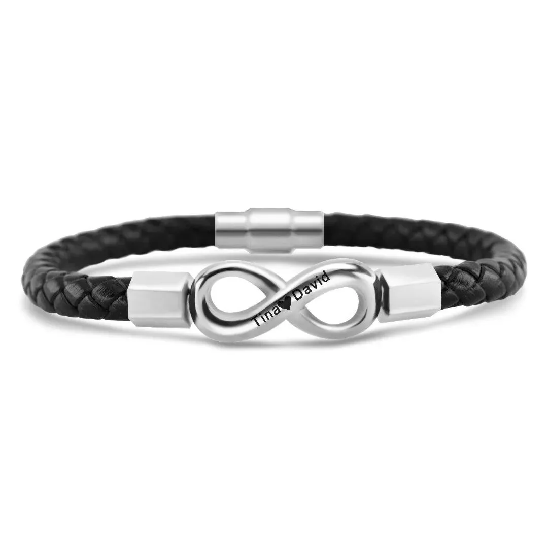 Customized Men's Leather Bracelets | Crown, Infinity & Gift Options