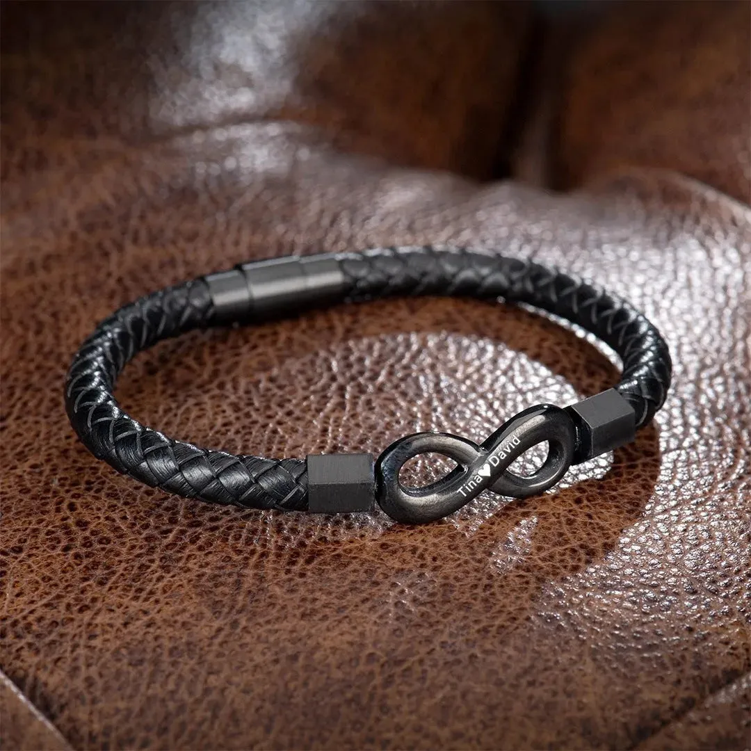 Customized Men's Leather Bracelets | Crown, Infinity & Gift Options