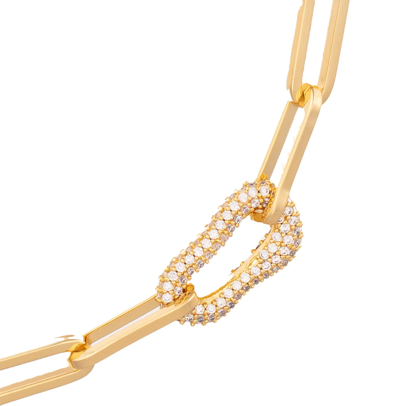 CZ Link Necklace Gold