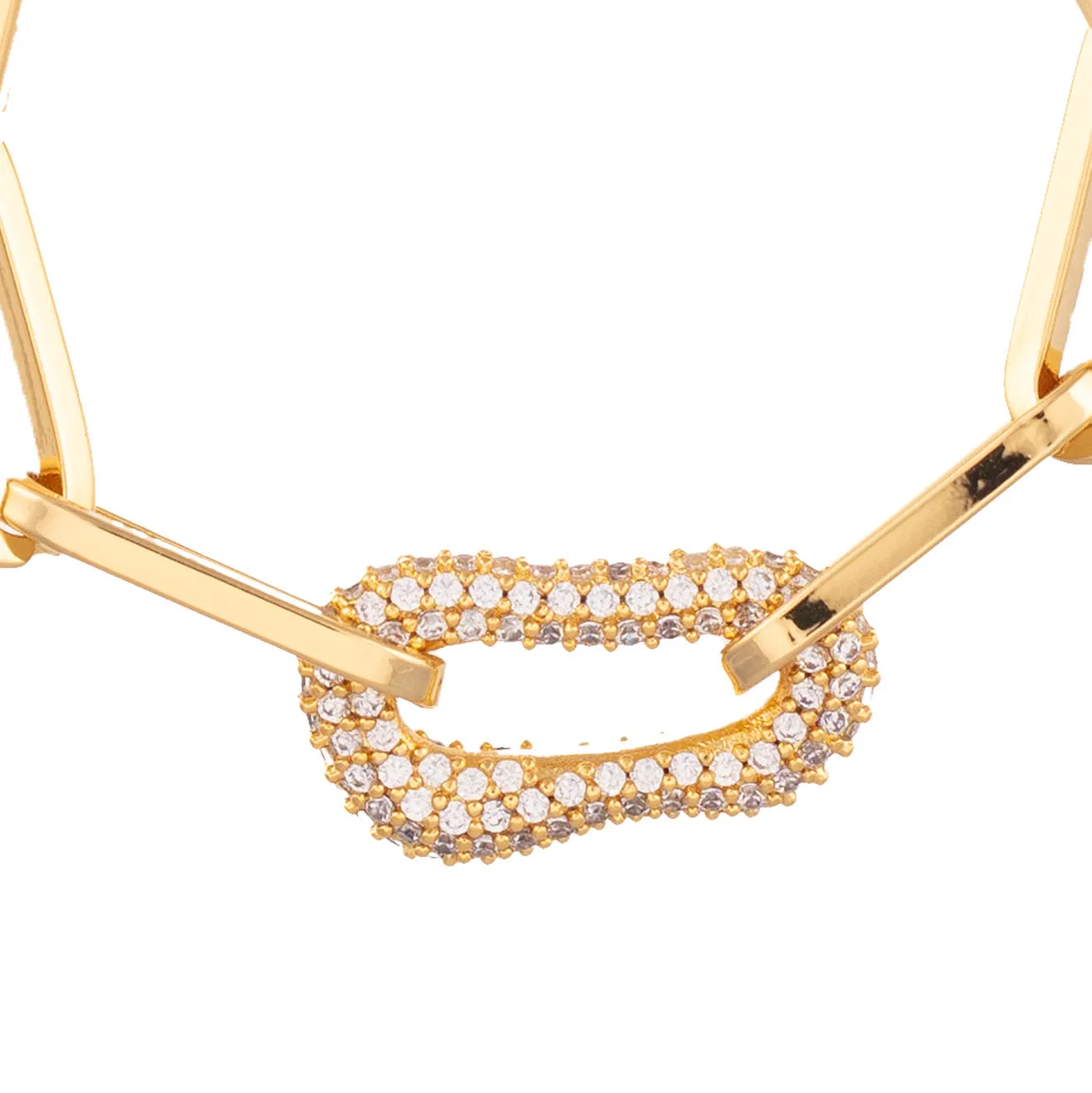 CZ Link Necklace Gold