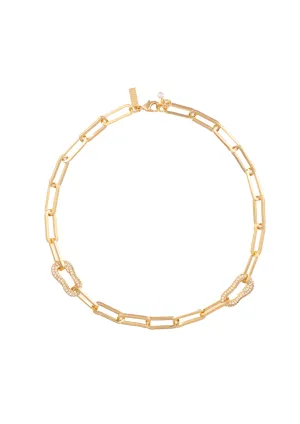 CZ Link Necklace Gold