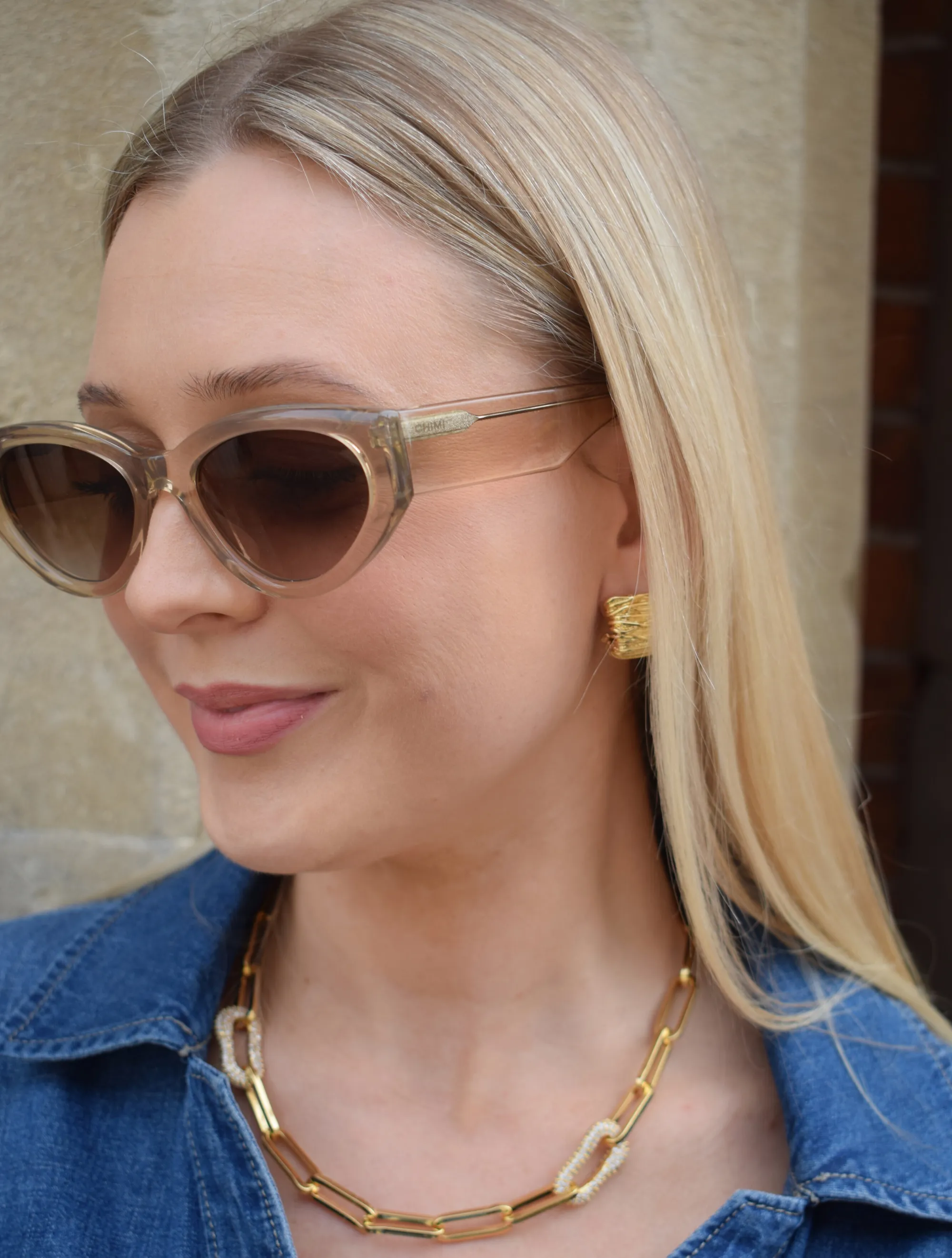 CZ Link Necklace Gold