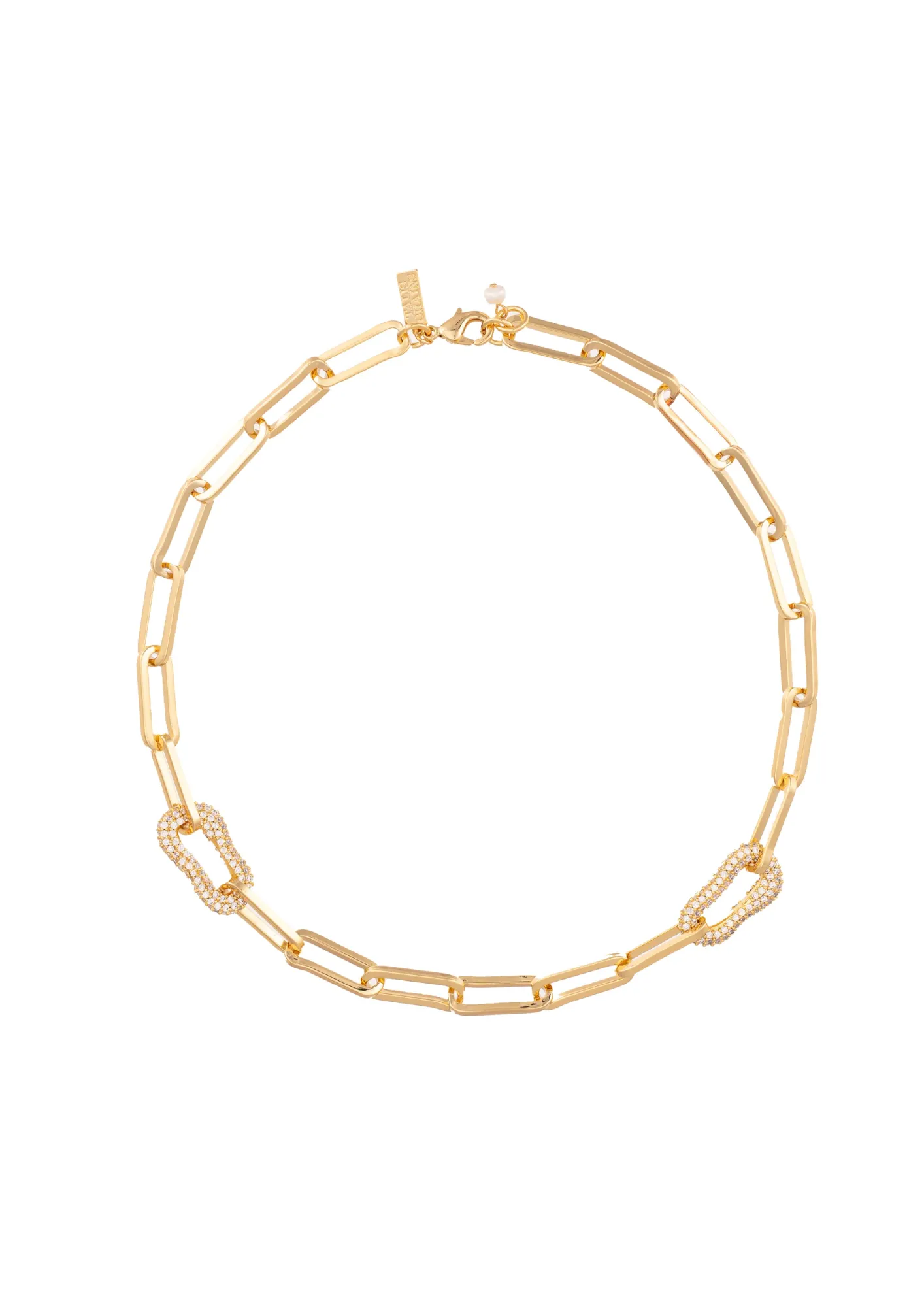 CZ Link Necklace Gold