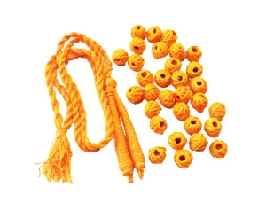 Dark Yellow Color Cotton Beads Threads & Dori Combo