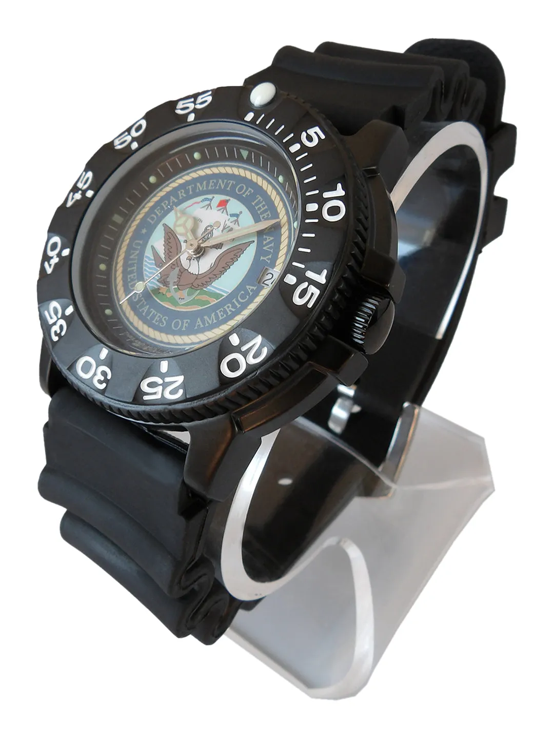 Del Mar Men's Navy Sailor Military Watch - Black Strap #50518