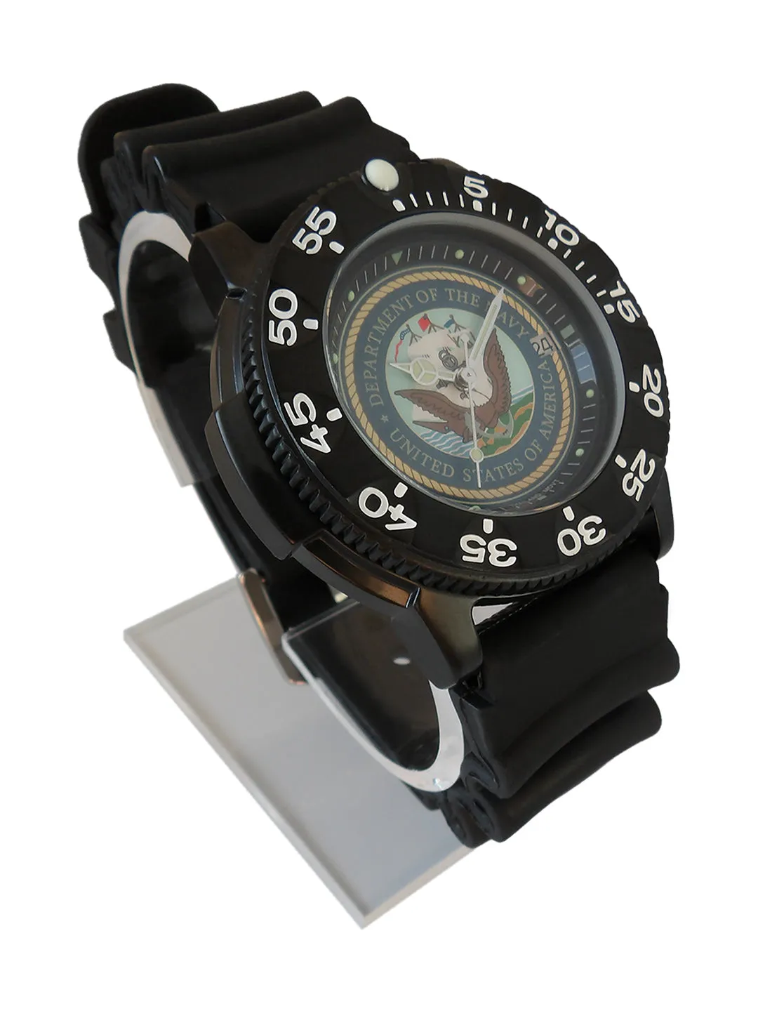 Del Mar Men's Navy Sailor Military Watch - Black Strap #50518