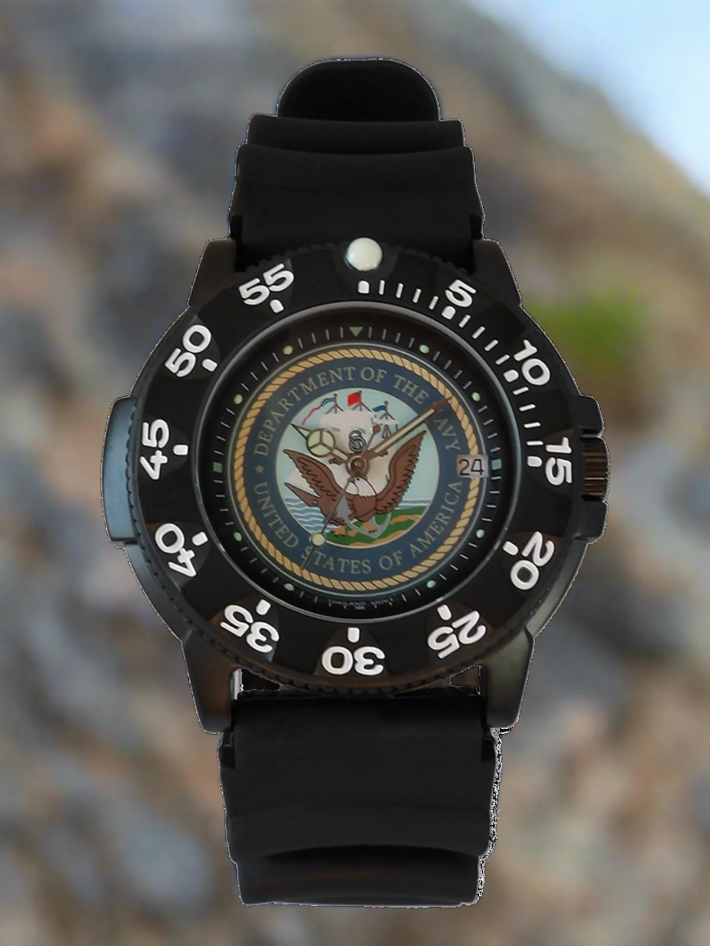 Del Mar Men's Navy Sailor Military Watch - Black Strap #50518
