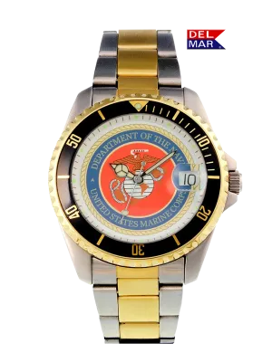 Del Mar Watches Men's Marine Military Watch - Two-Tone Bracelet #50496