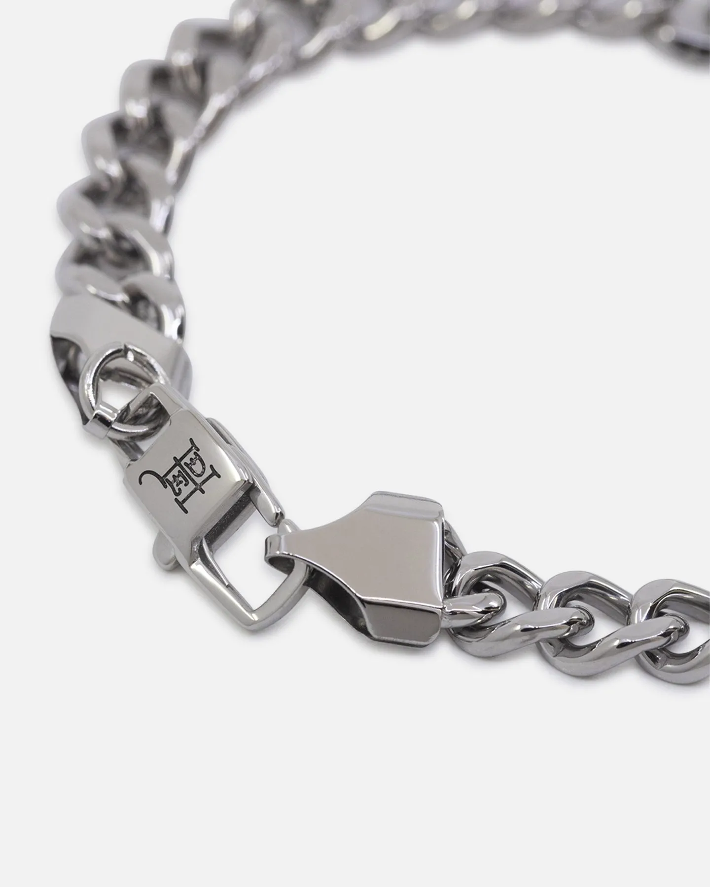 Ed Hardy Scroll Logo Curb Chain Bracelet Silver