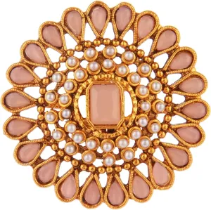 Efulgenz Indian Jewelry Rings for Women Antique Round Faux Pearl Crystal Bollywood Adjustable Big Finger Ring Fashion Party Statement Jewelry for Women
