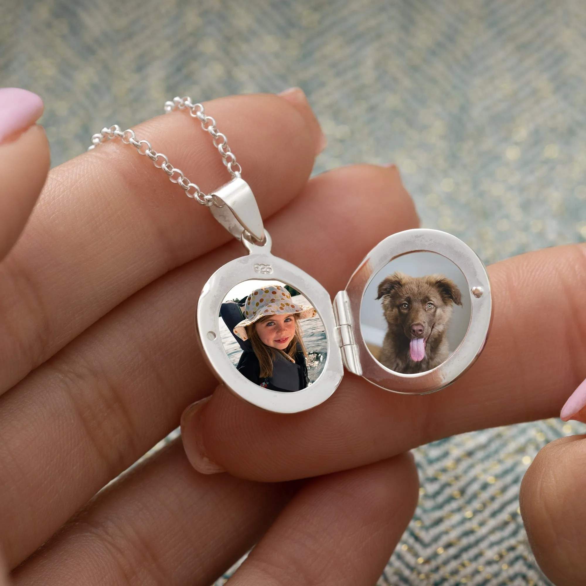 Engraved Silver Circle Dome Locket