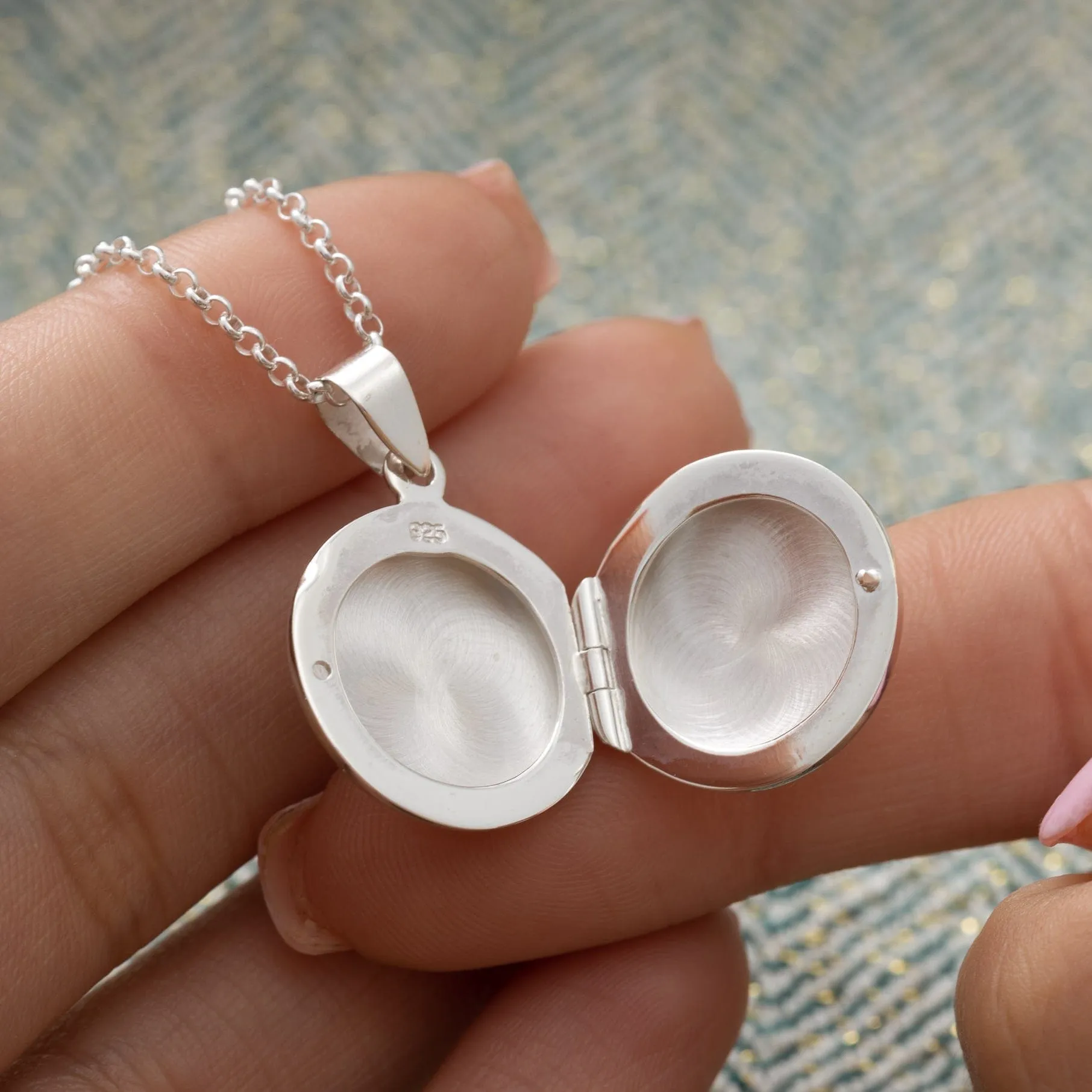 Engraved Silver Circle Dome Locket