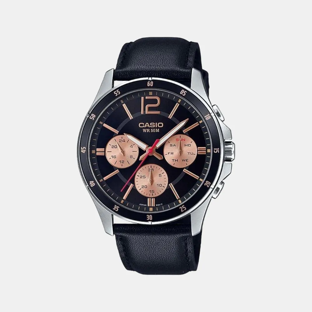 Enticer Men's Chronograph Leather Watch A1888 - MTP-1374HL-1A2VIF