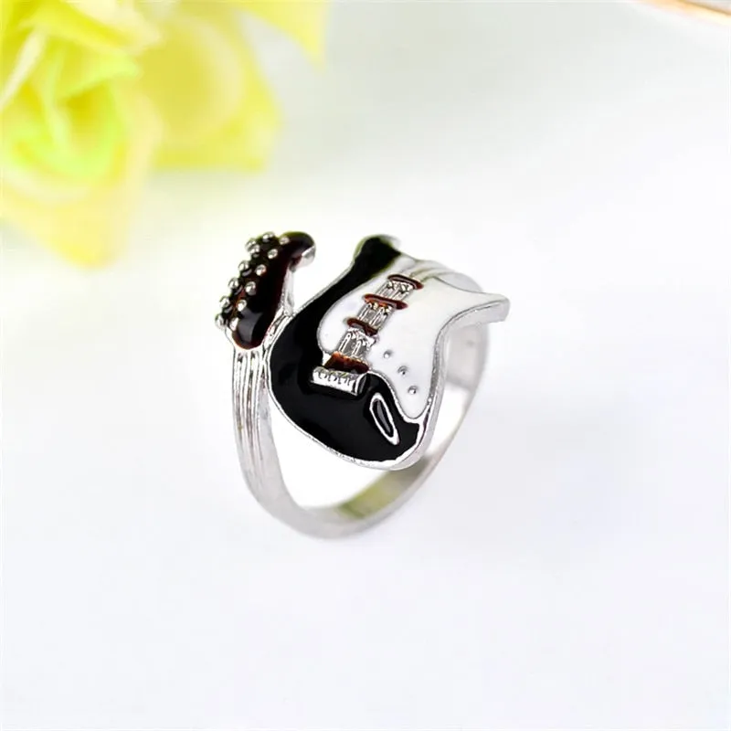 Fashion Electric Finger Alloy Style Ring Jewelry Rock Music Guitar Personality Punk Ring