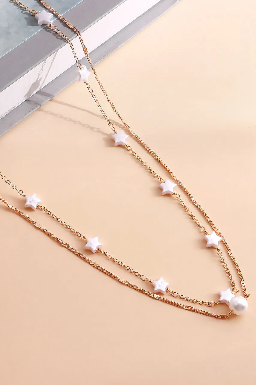 Faux Pearl and Star Gold Belly Chain