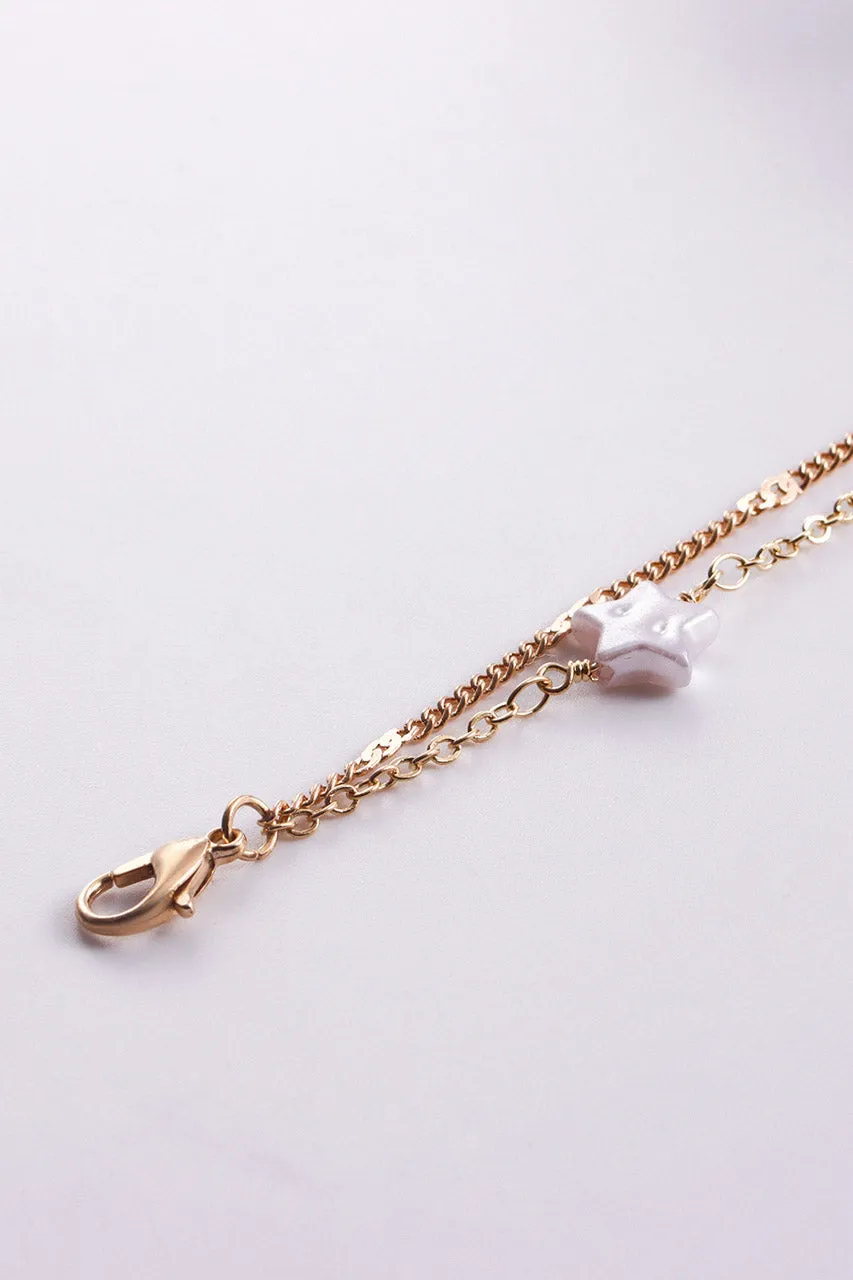 Faux Pearl and Star Gold Belly Chain
