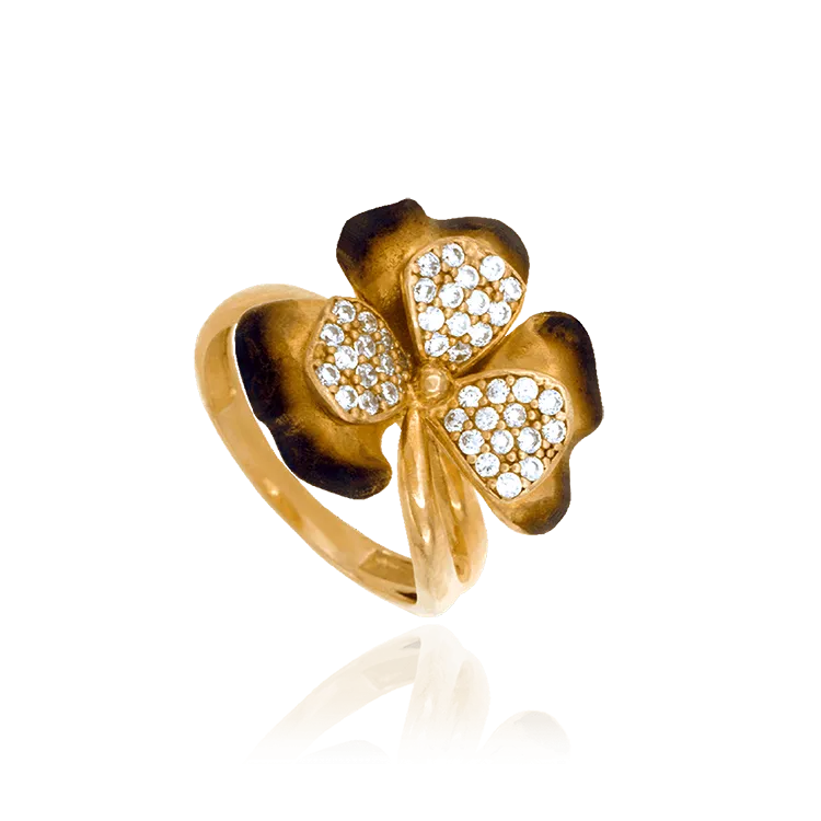 Four Leaf Ember Clover Ring