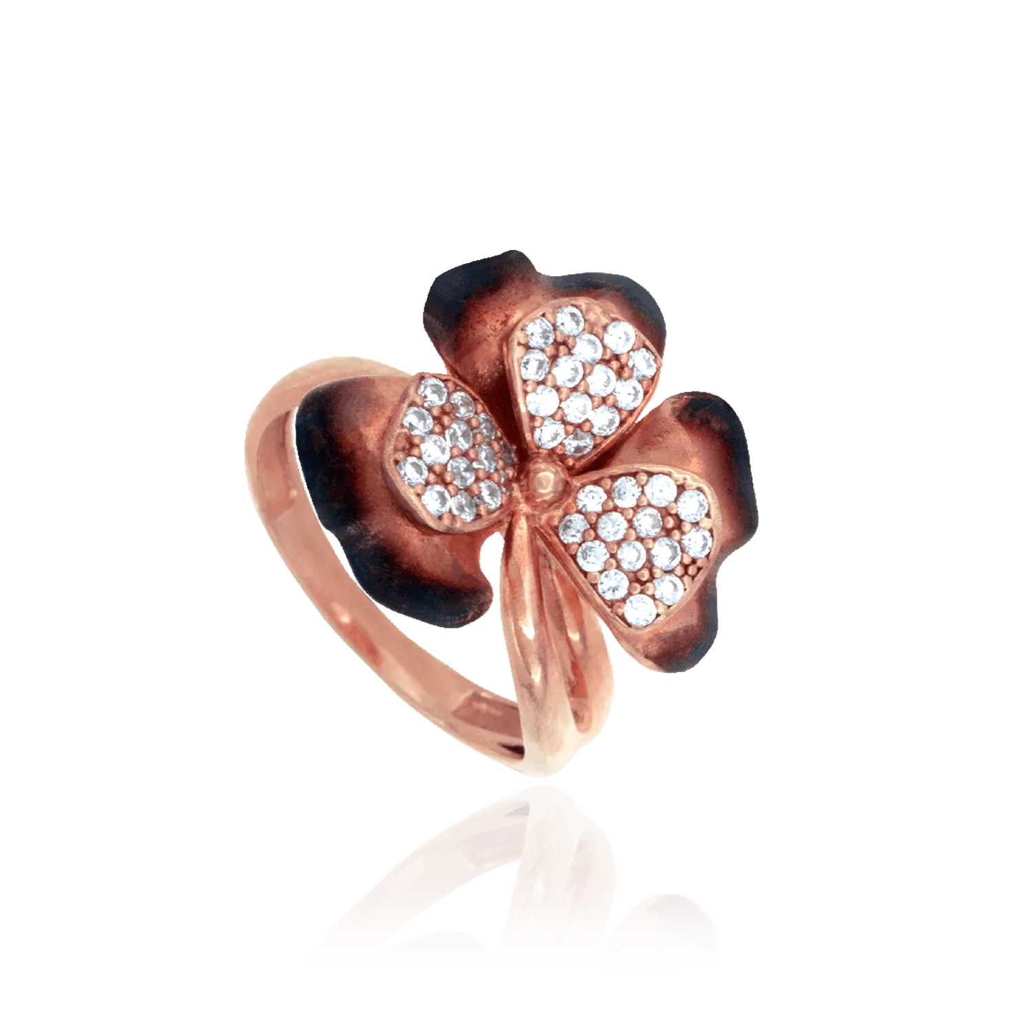 Four Leaf Ember Clover Ring