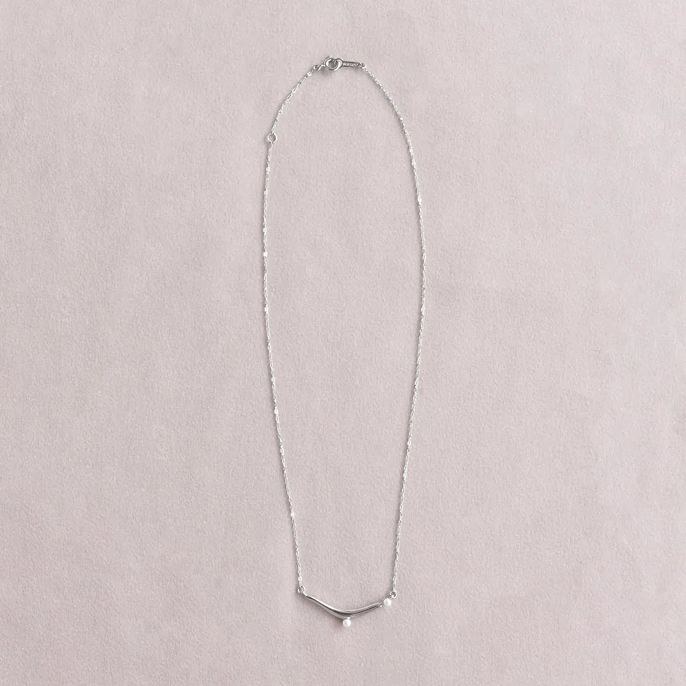 Freshwater Pearl Detail Curved Bar Necklace