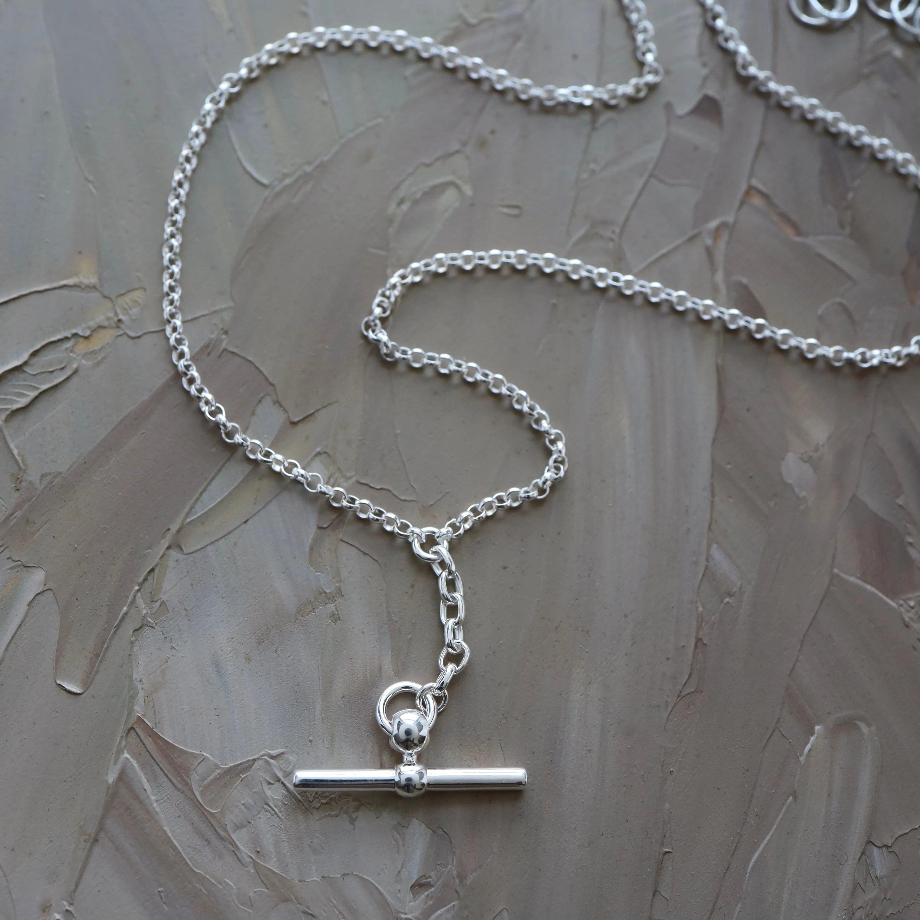 Front Fob Necklace in Sterling Silver