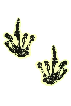 Fuck You Glow In The Dark Skeleton Hand Nipztix