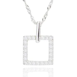 Geometric Sparkle Square Silver Plated Necklace