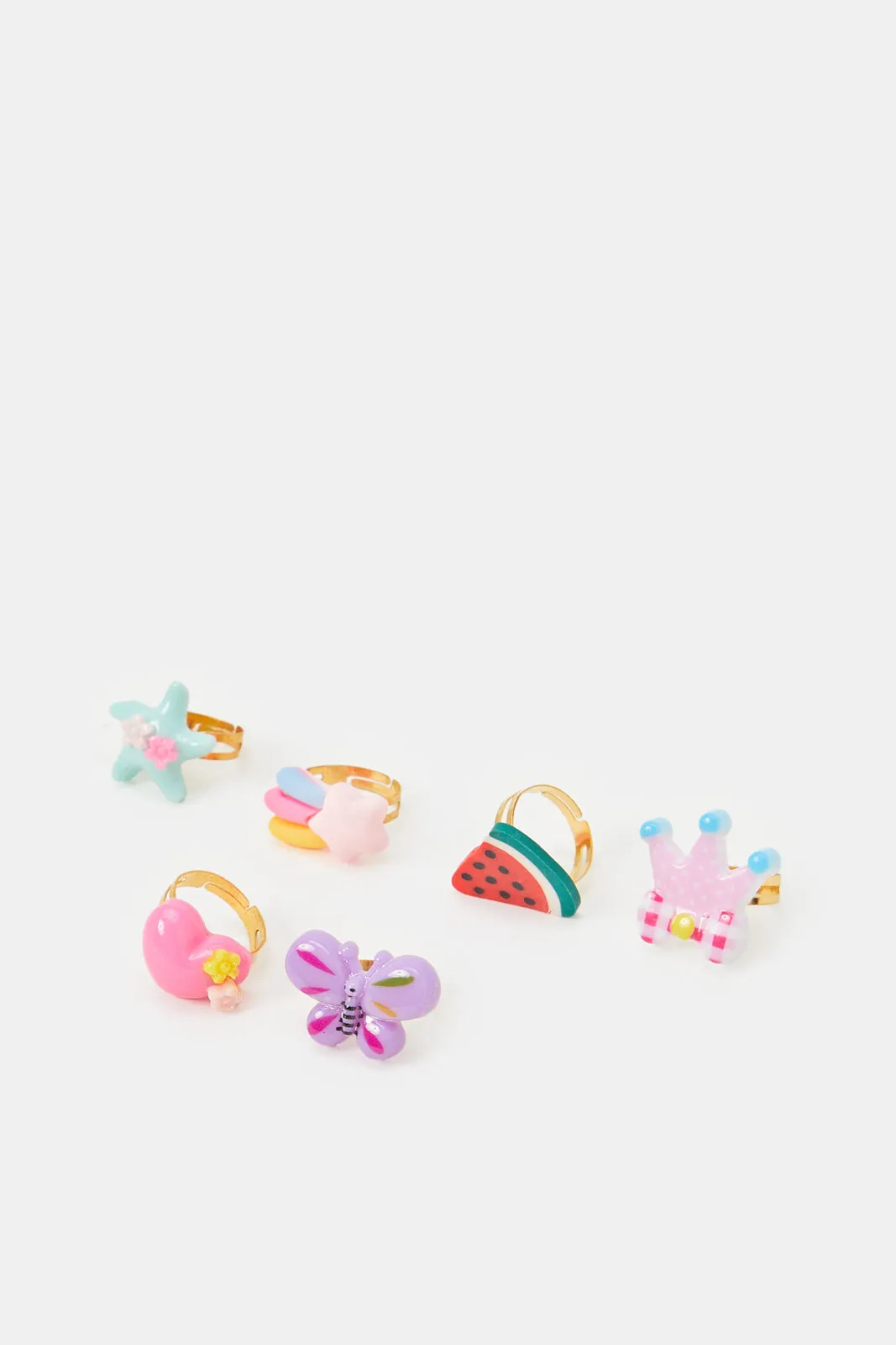 Girls Assorted Embellished Rings (Pack of 6)
